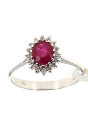 Anello con rubino centrale e contorno di brillanti - rub-165
